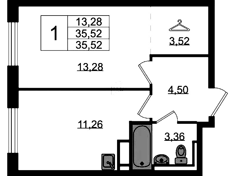 1-комнатная квартира 35.93 м², 10/12 эт., ЖК «Новые Лаврики»